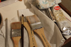 Tools of the trade in Marguerite Falconer's studio.