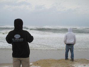 Not Today... Jim, AKA "Kook" of Orleans, and Matt Farrell of Brewster, both surfers, decide this is not good surfing.