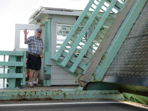 Jack Coughlin, Osterville Bridge Tender, just after a boat went under the bridge.