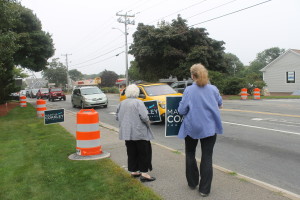 Thelma Goldstein and Penelope Duby campaign in Falmouth