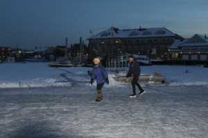 Ice skating on Eel Pond in Woods Hole.