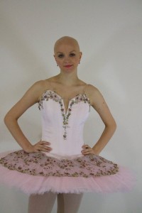 COURTESY MAGGIE KUDIRKA Maggie Kudirka calls herself the "Bald Ballerina" after losing her hair during chemotherapy treatments for breast cancer.