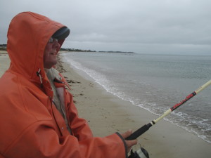 Doug Thomas, of Hyannis, fishing at Craigvile Beach