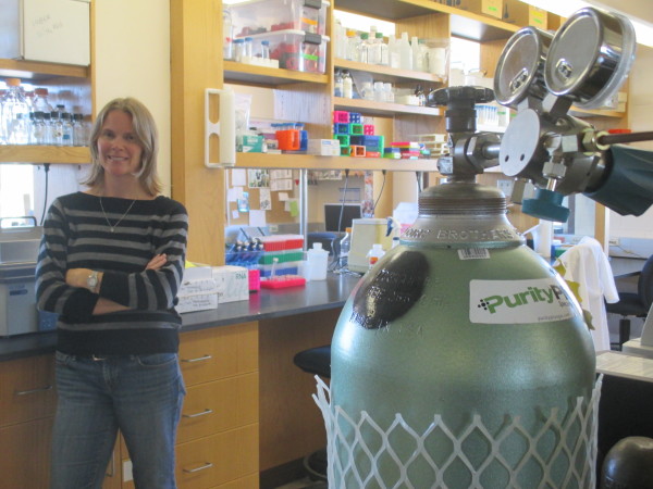 Julie Huber in her lab.