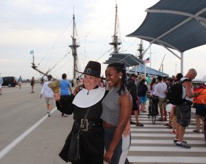 Posing for photos is part of the job for the Provincetown Town Crier. This woman wanted to hold the bell. The answer was a firm "no."