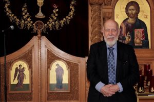 Chris Alex, a longtime parisioner at St. George Greek Orthodox Church in Centerville, has studied the iconography in the church.