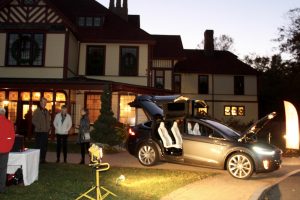 Teslas were on hand for test drives at Highfield Hall & Gardens earlier this month.