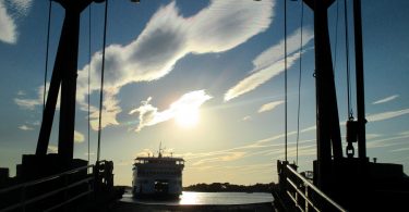 The M/V Island Home arrives in Woods Hole