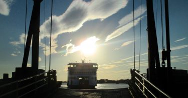 The M/V Island Home arrives in Woods Hole