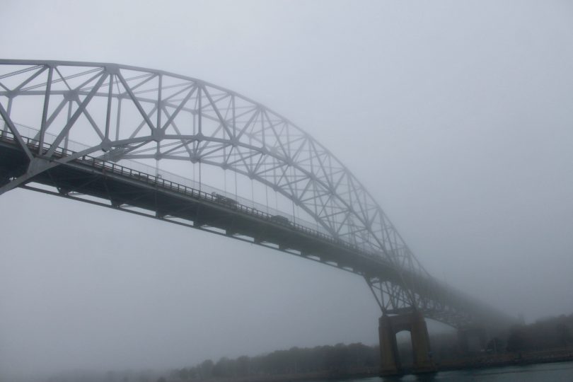 foggy Bourne Bridge