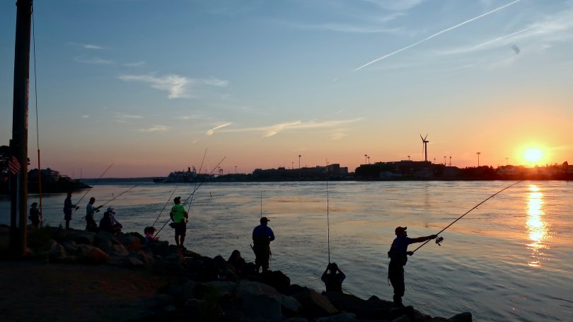 Sunset fishing at the Cape Cod Canal