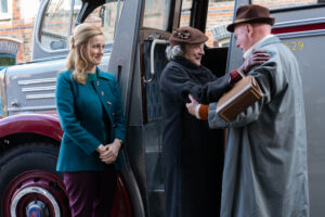 From left, Laura Linney, Maggie Smith and Niall Buggy appear in a scene from “The Miracle Club.” (Jonathan Hession/Sony Pictures Classics) 