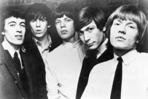 Brian Jones, right, with, from left, fellow Rolling Stones Bill Wyman, Keith Richards, Mick Jagger and Charlie Watts. (Magnolia Pictures)