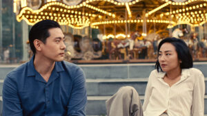 Teo Yoo and Greta Lee star in “Past Lives,” which probably won’t win best picture, but should. (A24)