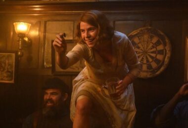 Jessie Buckley plays Rose Gooding in “Wicked Little Letters.” (Parisa Taghizadeh/Sony Pictures Classics)