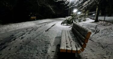 First snow Christmas display