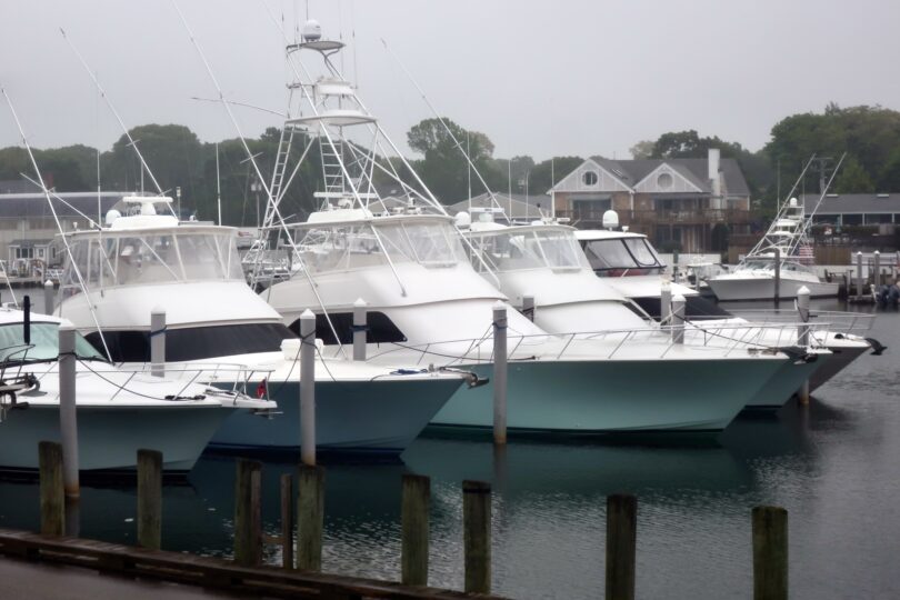 Drizzly Falmouth Harbor boats